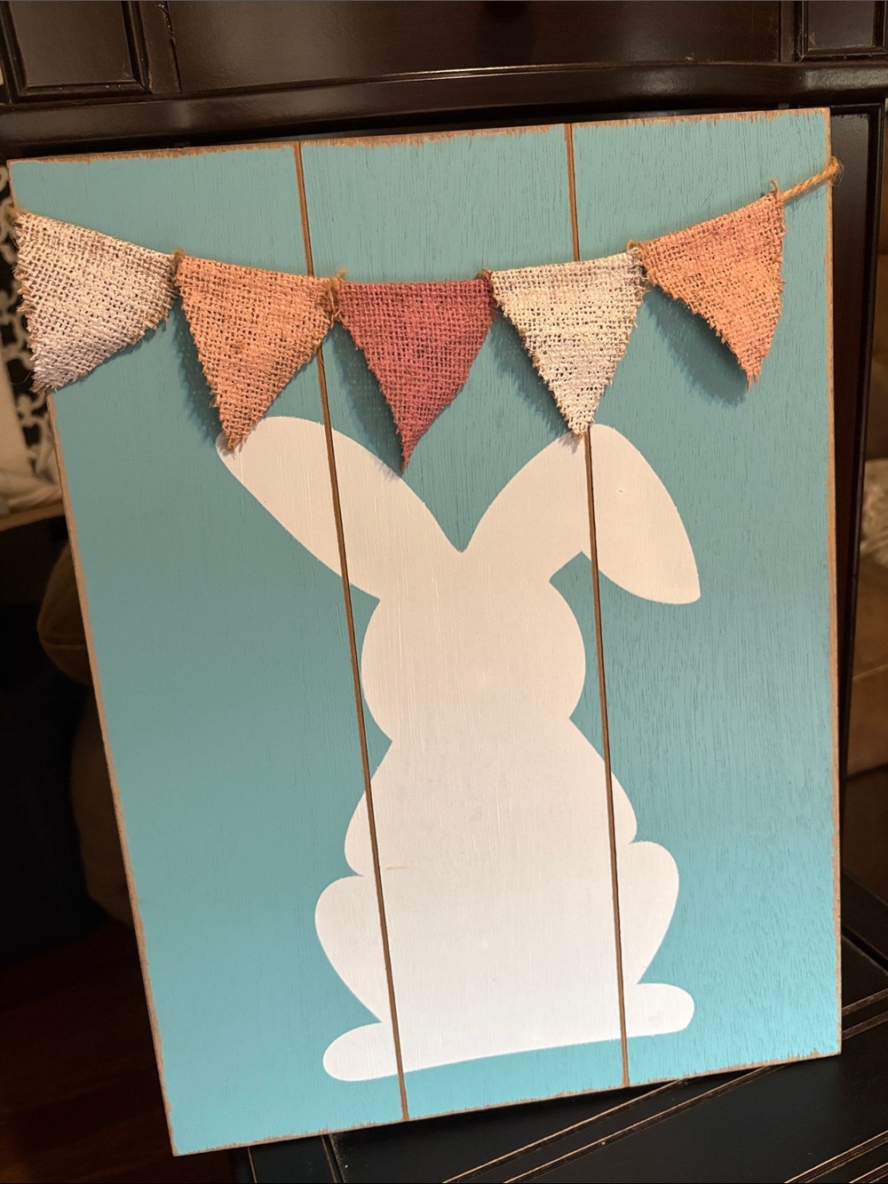 Home Holiday Bunny Wall Art - White Bunny on Aqua